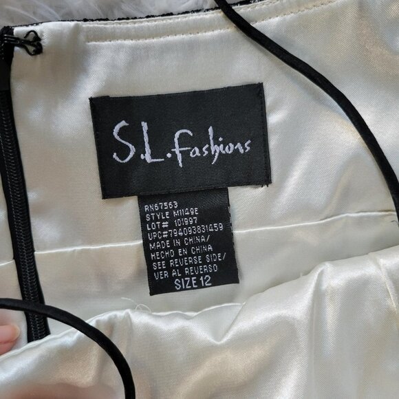 NWT S.L. Fashions Mesh Lace Border Cocktail Dress - Size 12 - Picture 5 of 15